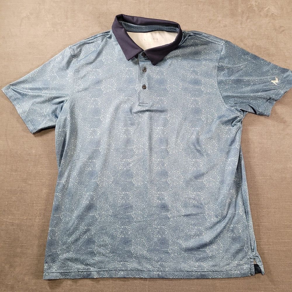 Maelreg Performance Golf Polo Blue Geometric Print Mens Size L